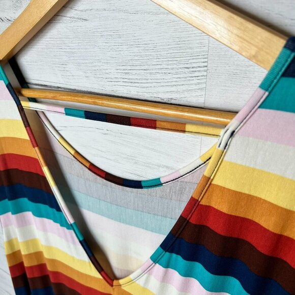 ModCloth Dress Womens Size Large Colorful Striped Elastic Waist Comfort Jersey - Picture 11 of 16